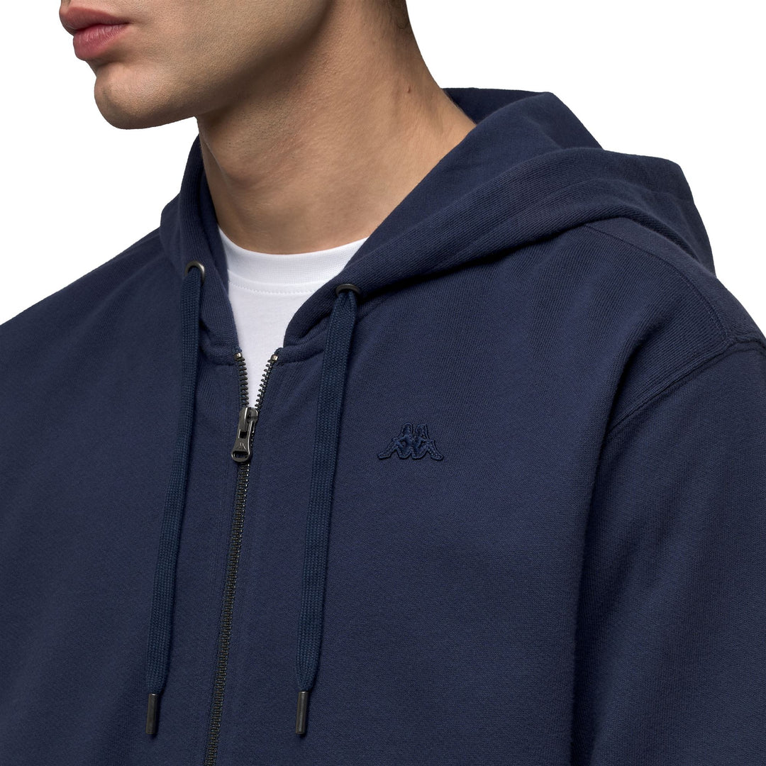 Sweat à capuche zippé bleu pour homme, coupe classique, décontracté main