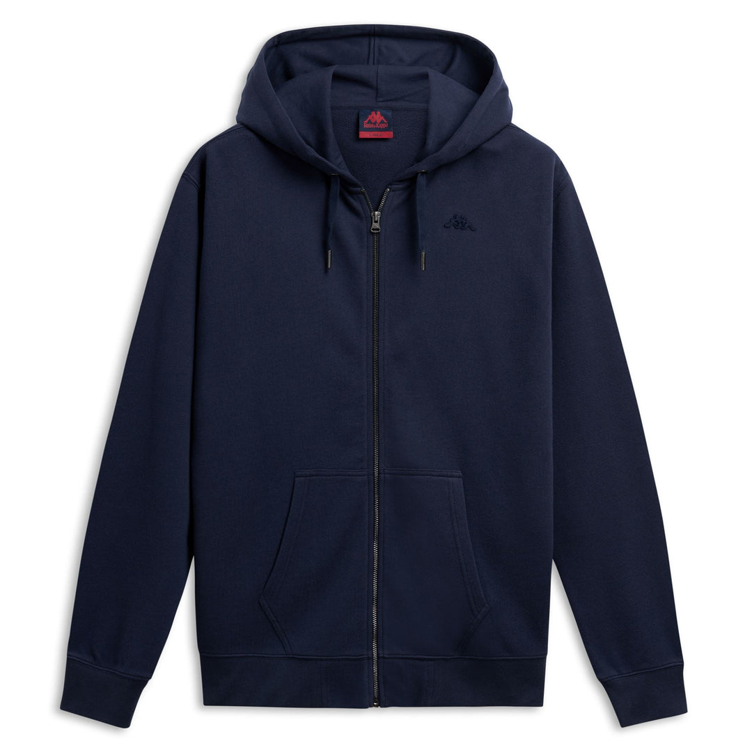 Sudadera con capucha de algodón azul informal de corte regular y con cremallera completa para hombre 01