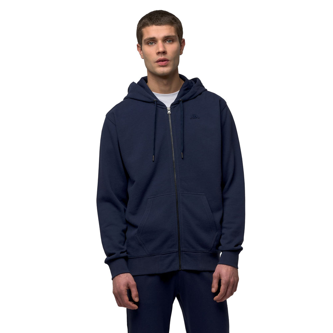 Sweat à capuche zippé bleu pour homme, coupe classique, décontracté 01