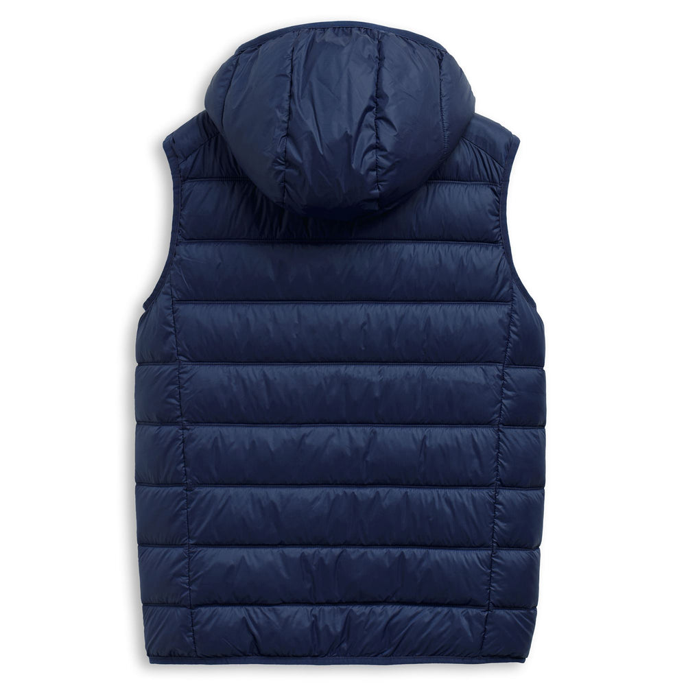 Blue Men's Hooded Nylon Vest Jacket with Pockets 02