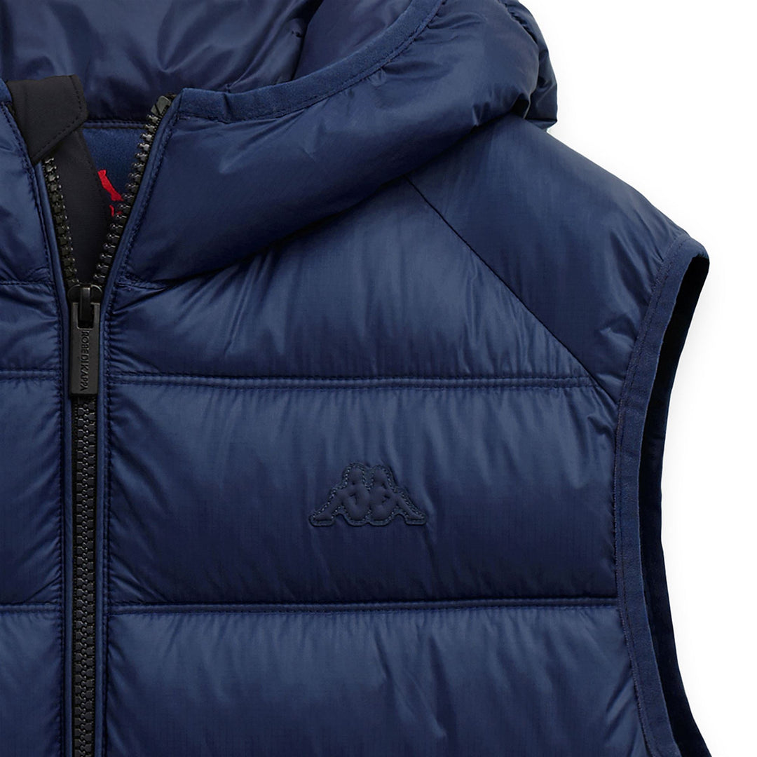 Blue Men's Hooded Nylon Vest Jacket with Pockets main