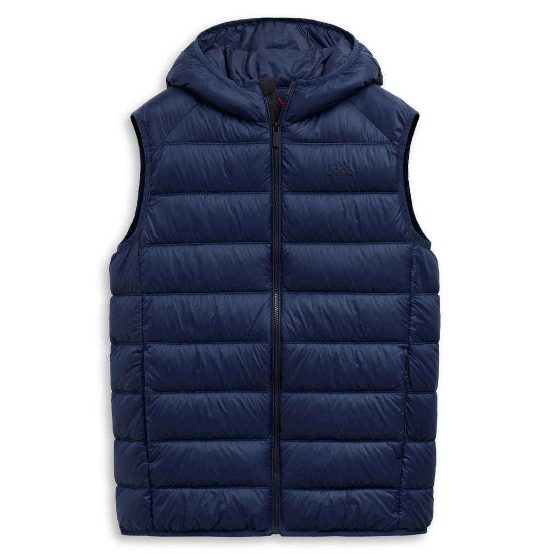 Blue Men's Hooded Nylon Vest Jacket with Pockets 01