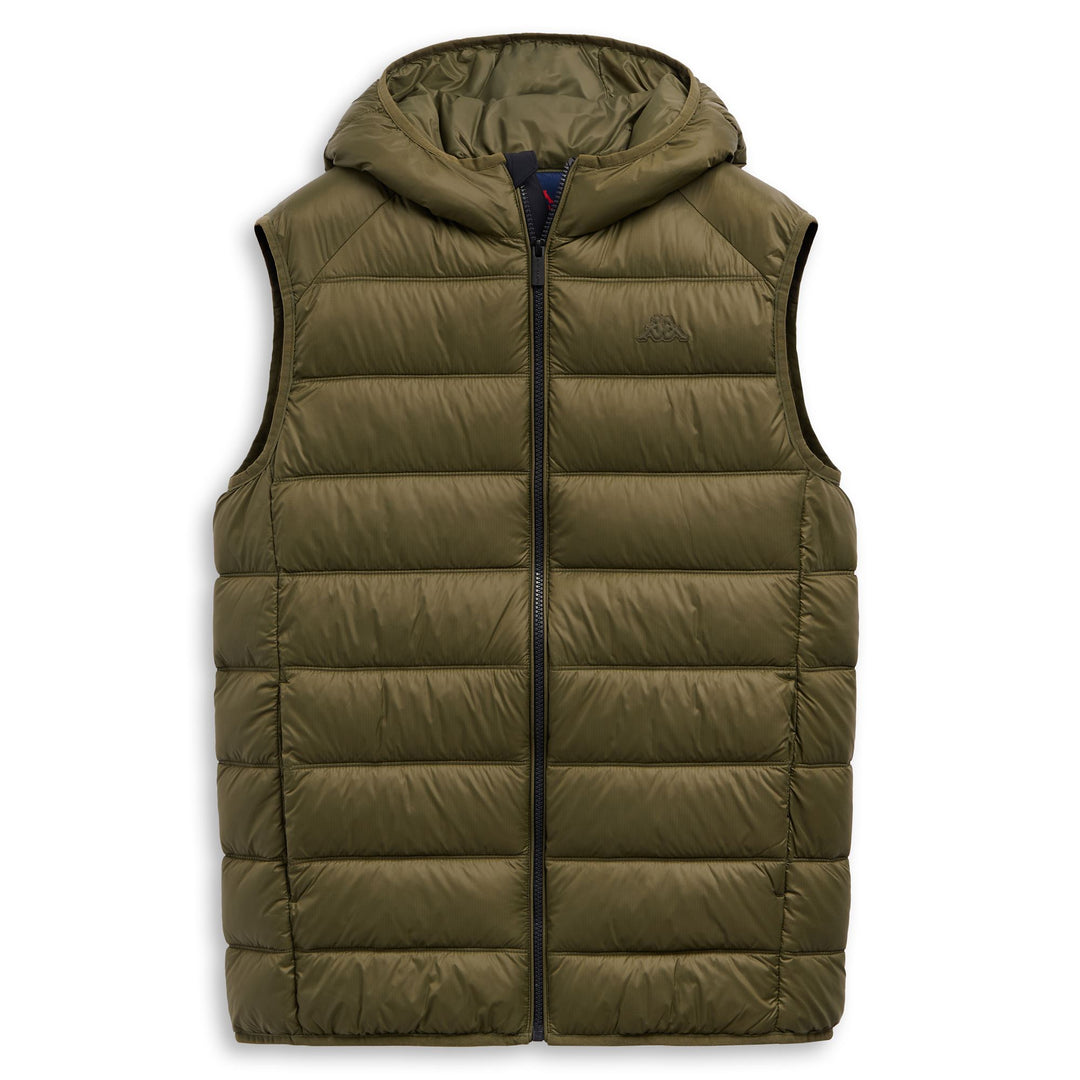 Military green Men's Hooded Nylon Vest Jacket 01