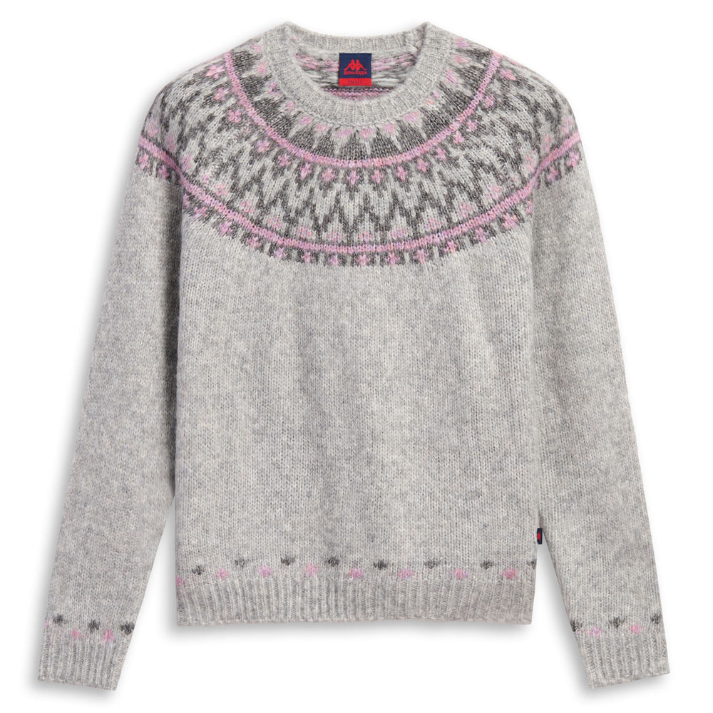 Grey Women's Classic Lambswool Pullover with Jacquard Design 02