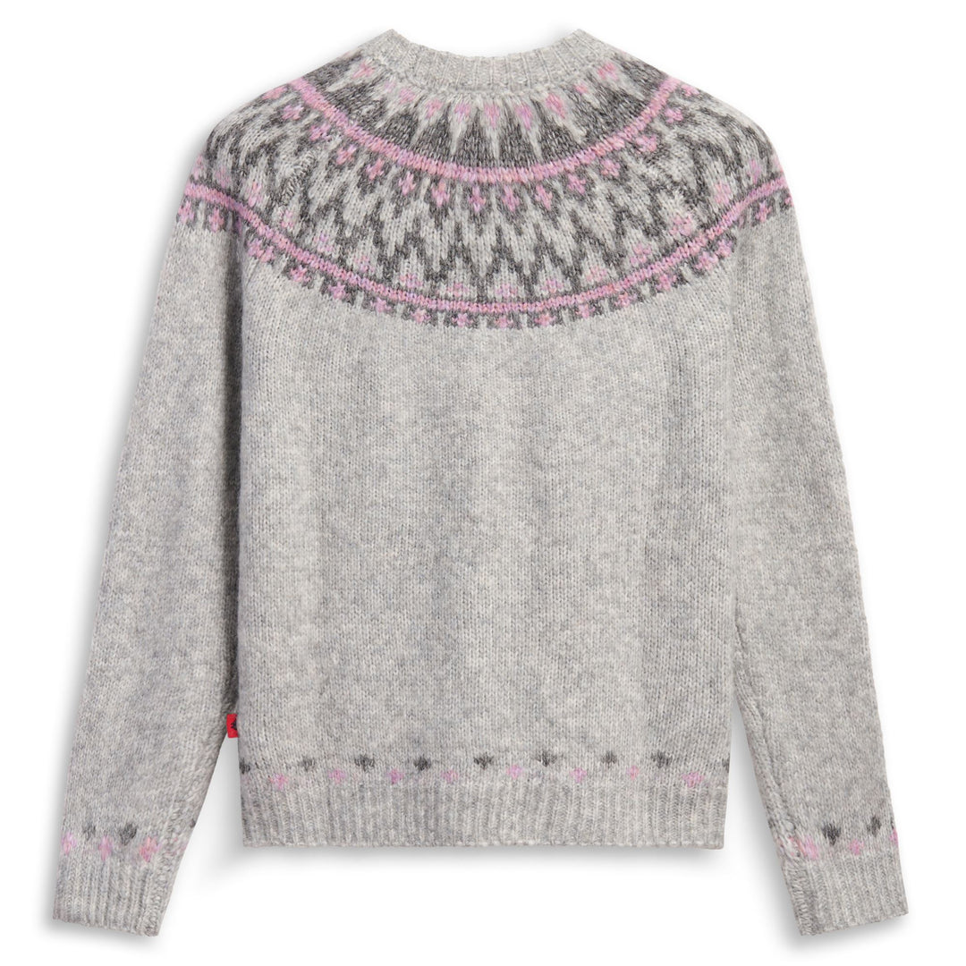 Suéter clásico de lana de cordero gris para mujer con diseño jacquard main