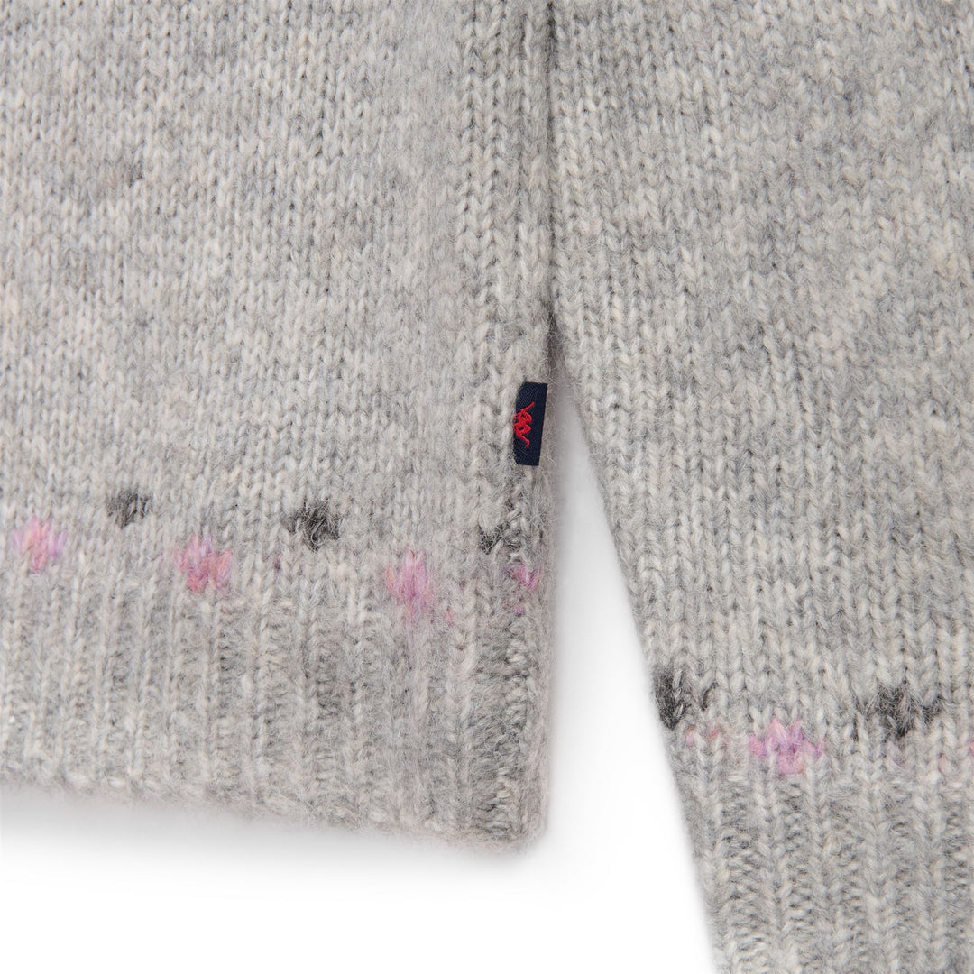 Suéter clásico de lana de cordero gris para mujer con diseño jacquard main