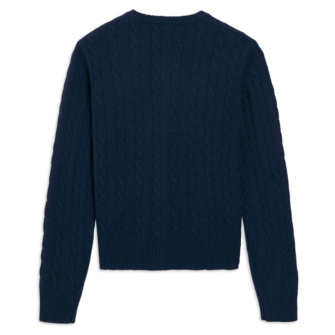 Blue Women's Classic Fit Cable Knit Cardigan in Wool main