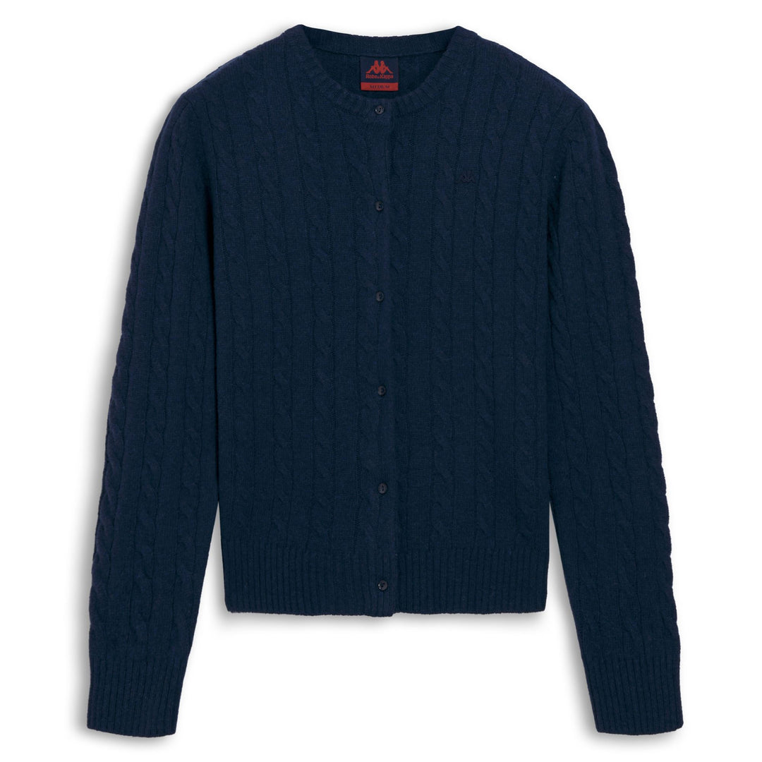 Blue Women's Classic Fit Cable Knit Cardigan in Wool 01
