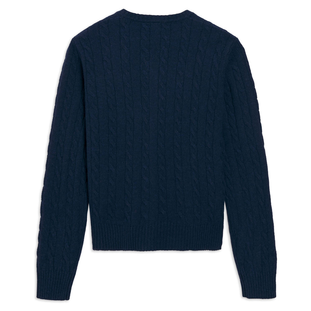 Gilet en laine à torsades, coupe classique, pour femme, bleu 02