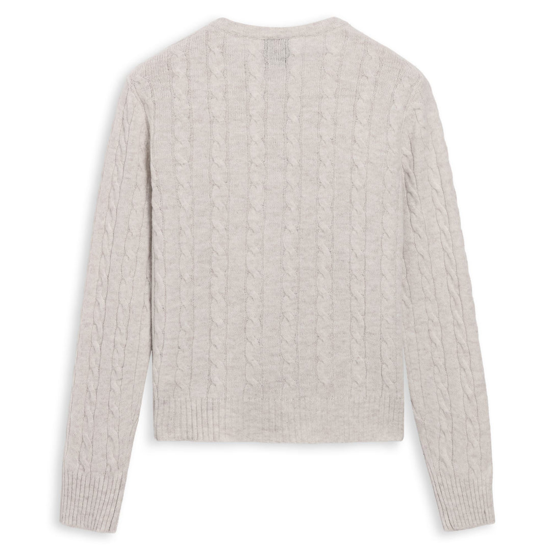 Beige Women's Classic Fit Cable Knit Cardigan in Wool main