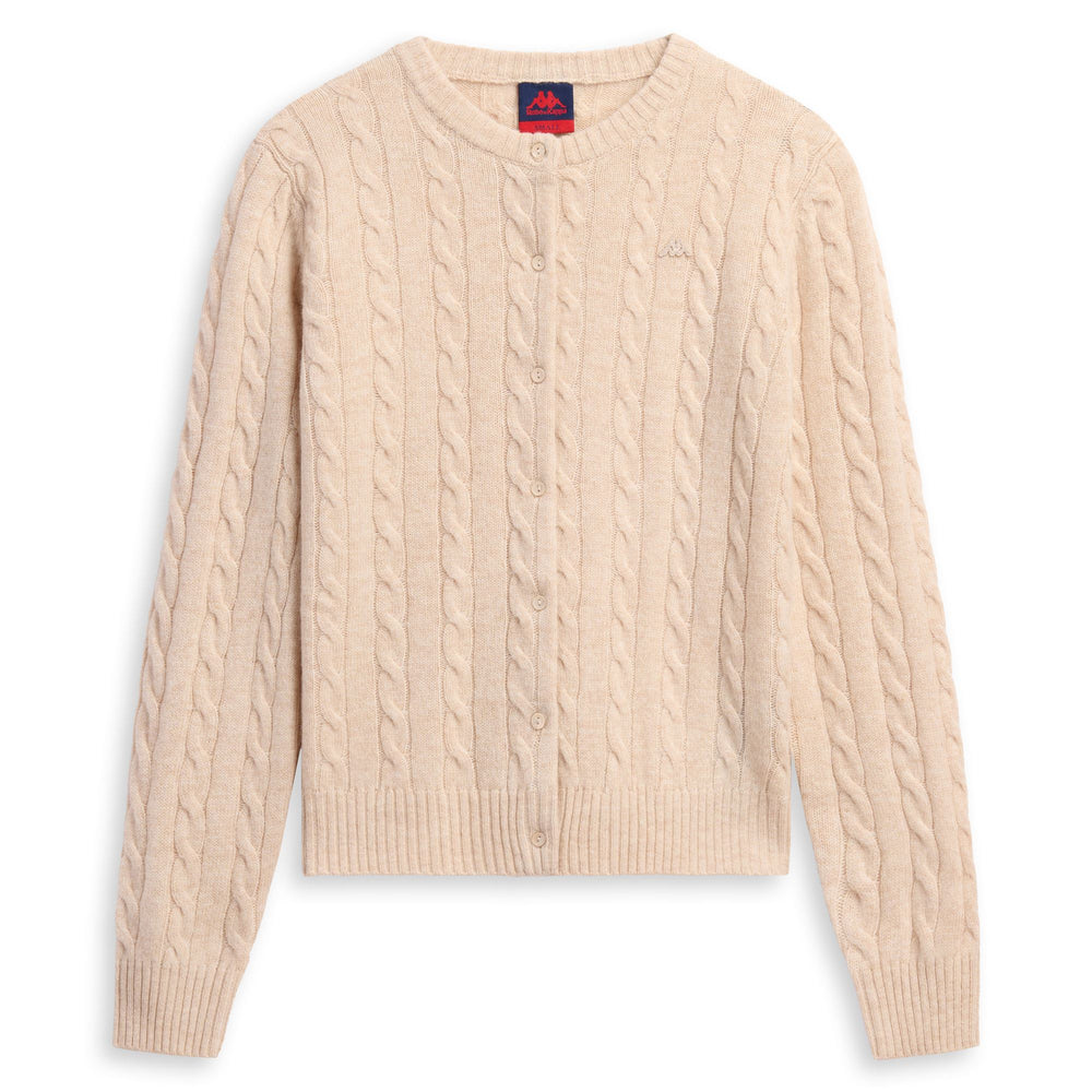 Beige Women's Classic Cable Knit Cardigan 02