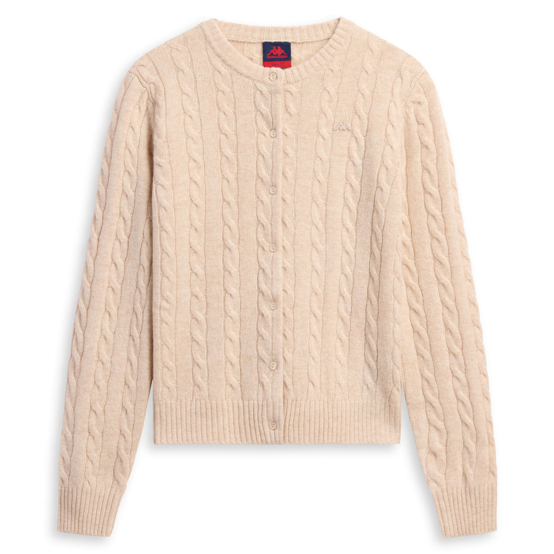 Cárdigan clásico de punto trenzado beige para mujer main