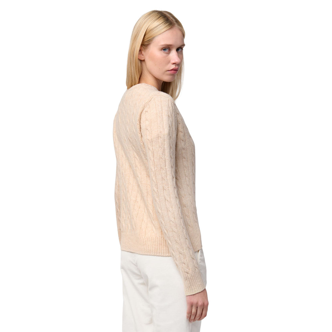 Cárdigan clásico de punto trenzado beige para mujer main