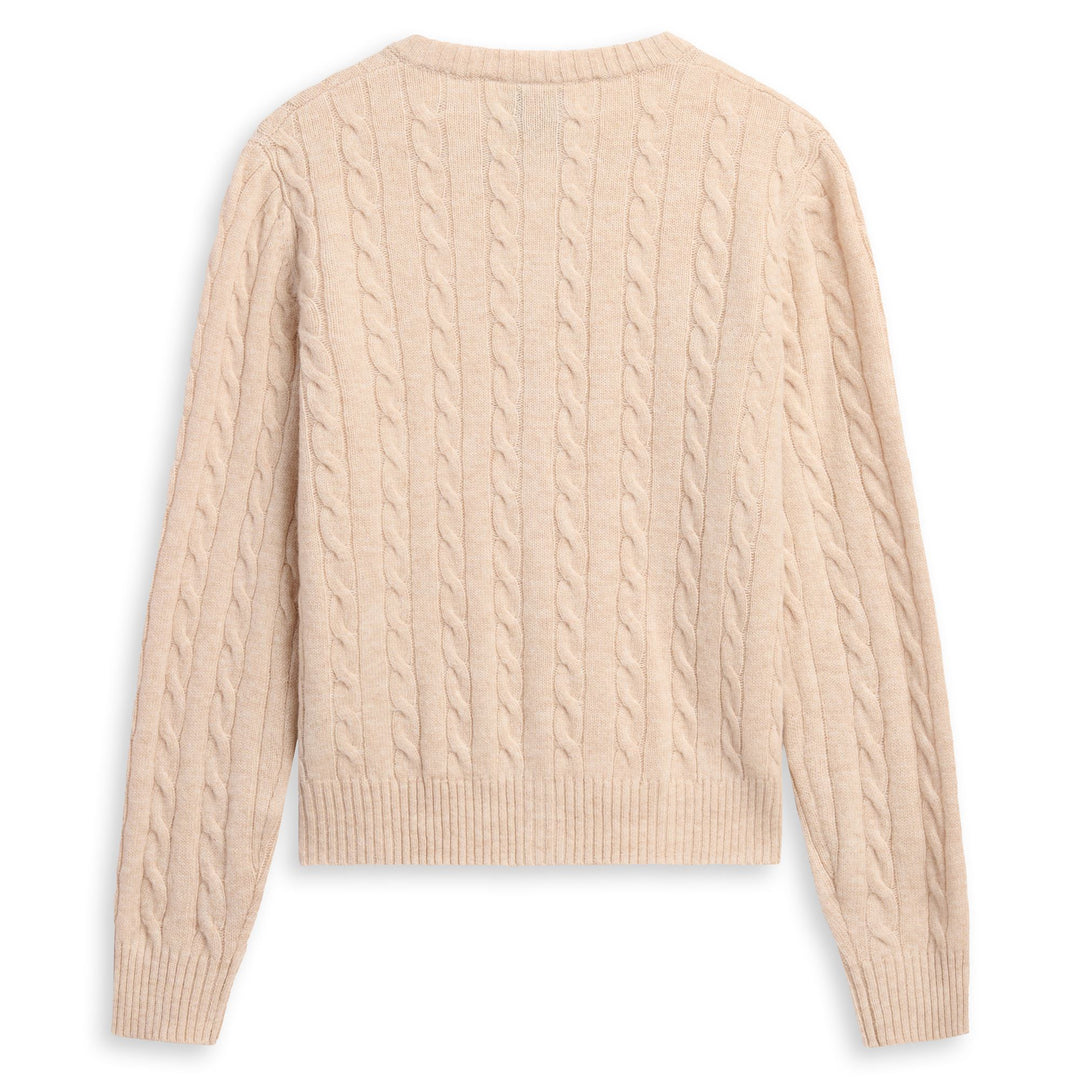 Cárdigan clásico de punto trenzado beige para mujer main