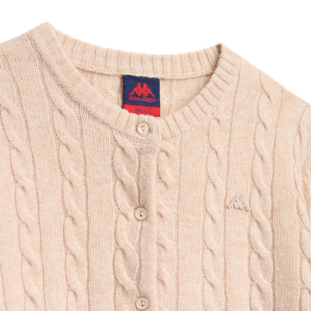 Cárdigan clásico de punto trenzado beige para mujer main