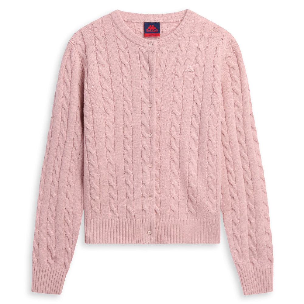 Red Women's Cable Knit Cardigan in Lambswool 02