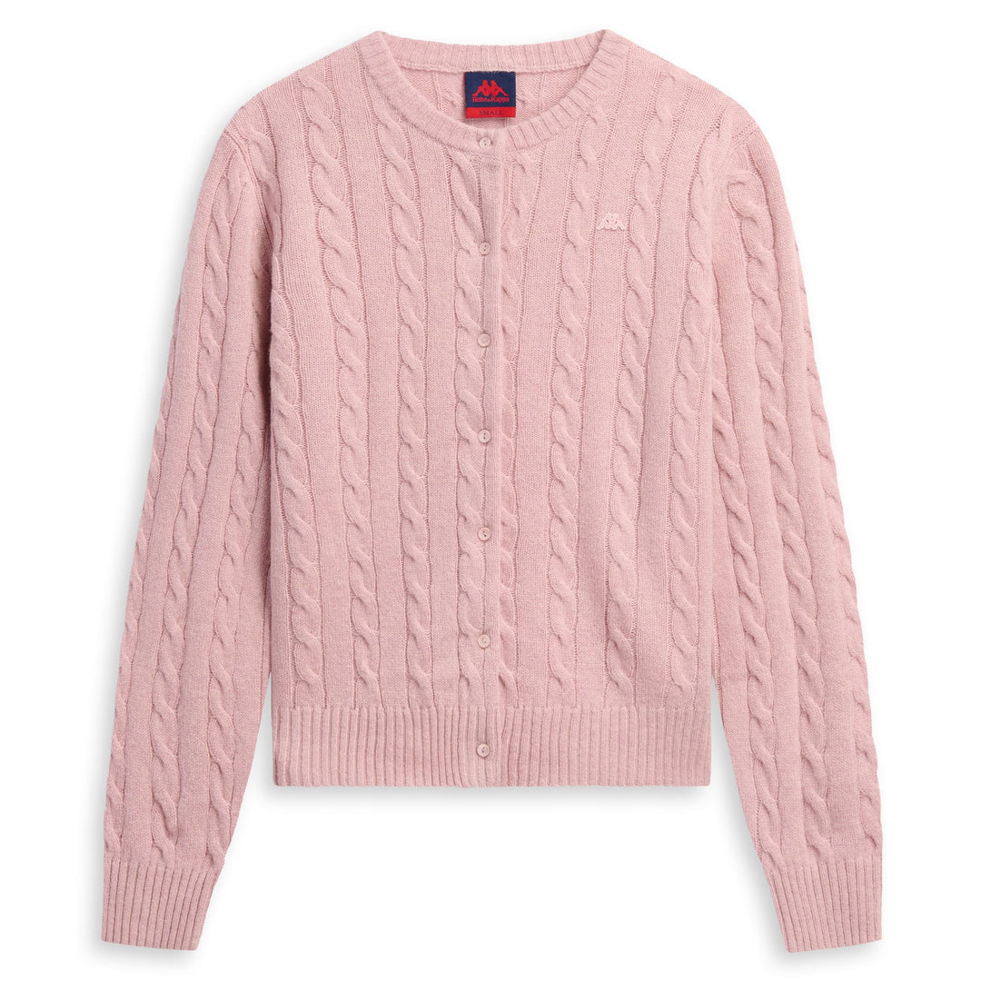 Cárdigan rojo de punto trenzado para mujer en lana de cordero main