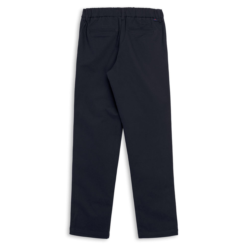 Pantaloni chino da donna blu slim fit in gabardine color pesca 02