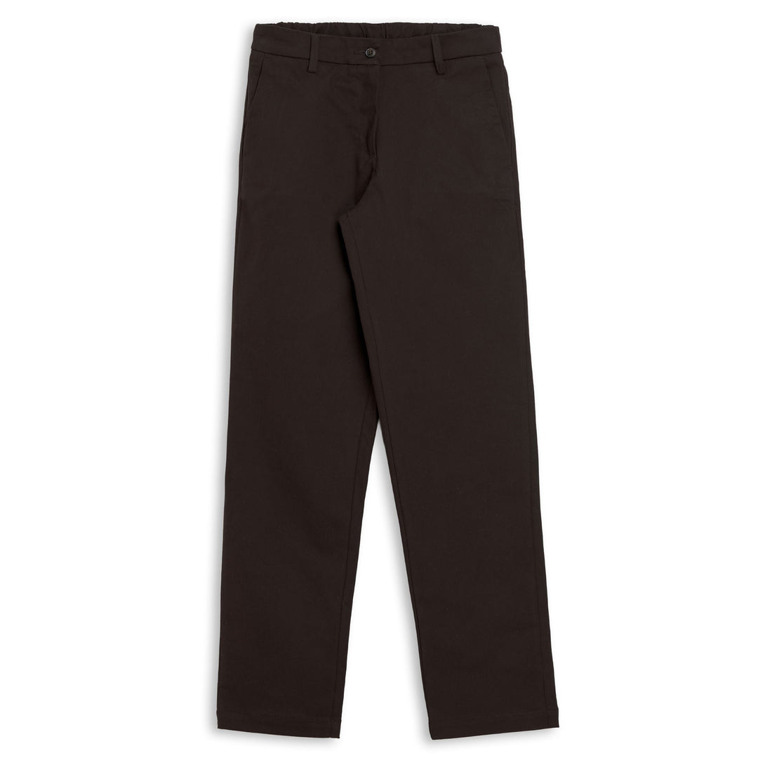 Pantaloni chino da donna marroni a vestibilità slim in gabardine color pesca 01