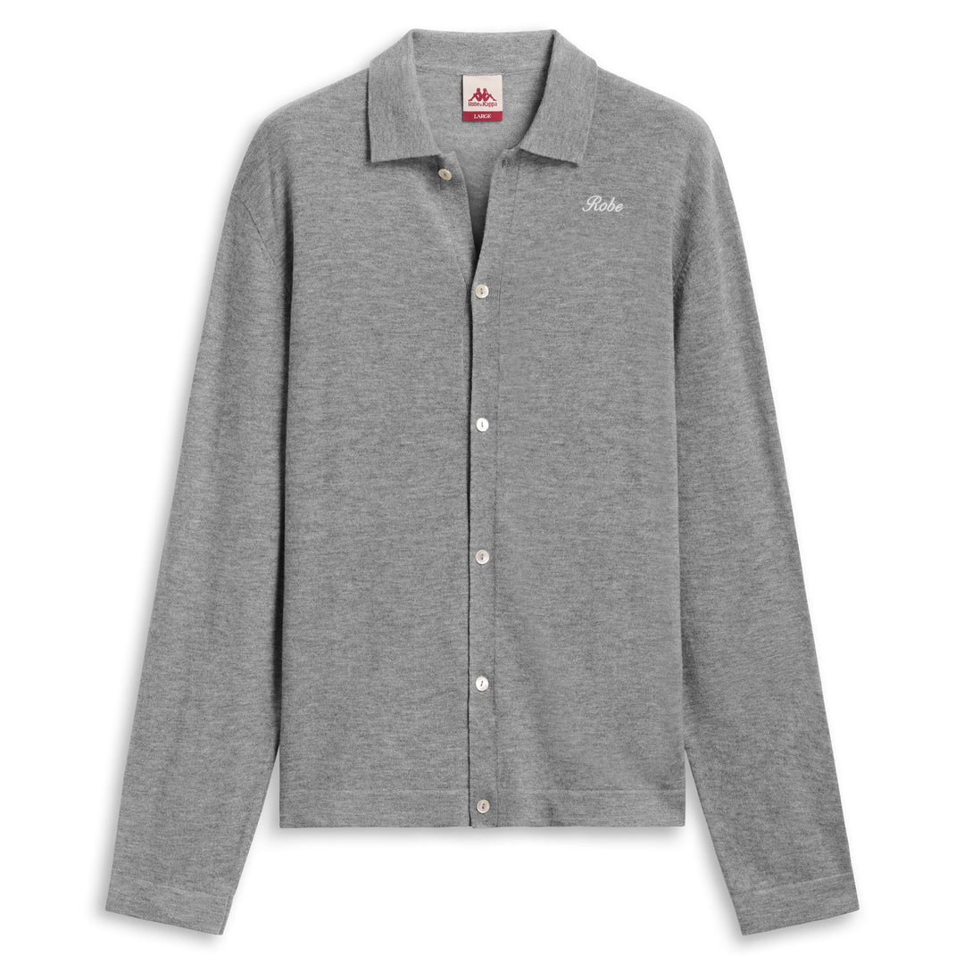 Grey Men's Knitted Cardigan with Embroidered Logo 01