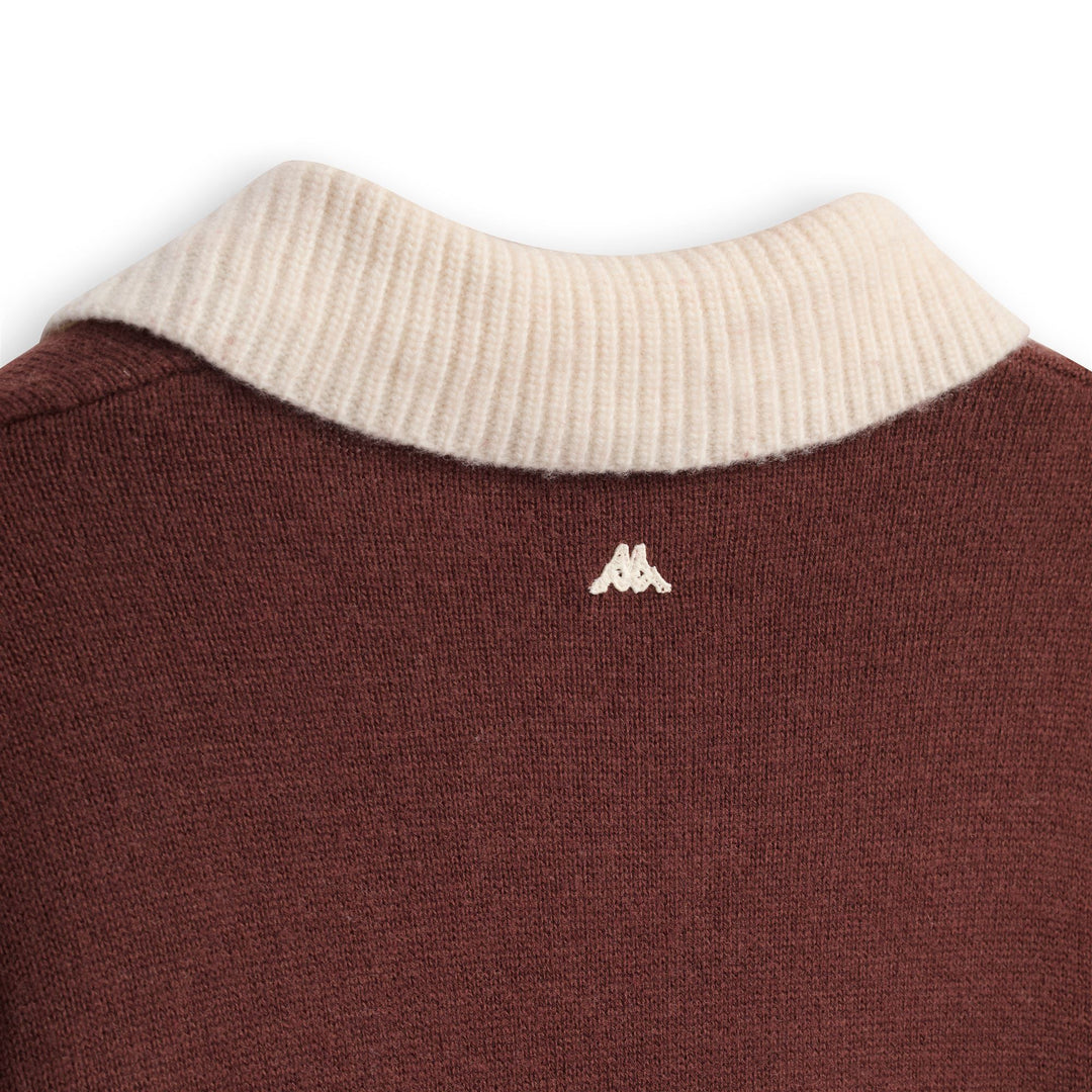 Brown Men's Knit Polo Shirt with Color Blocking main