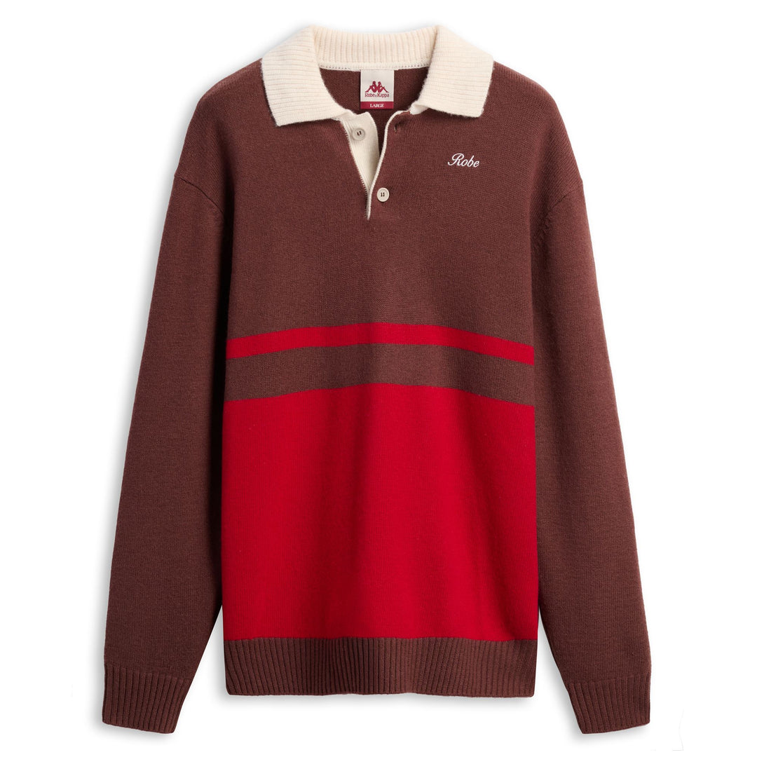 Brown Men's Knit Polo Shirt with Color Blocking 01