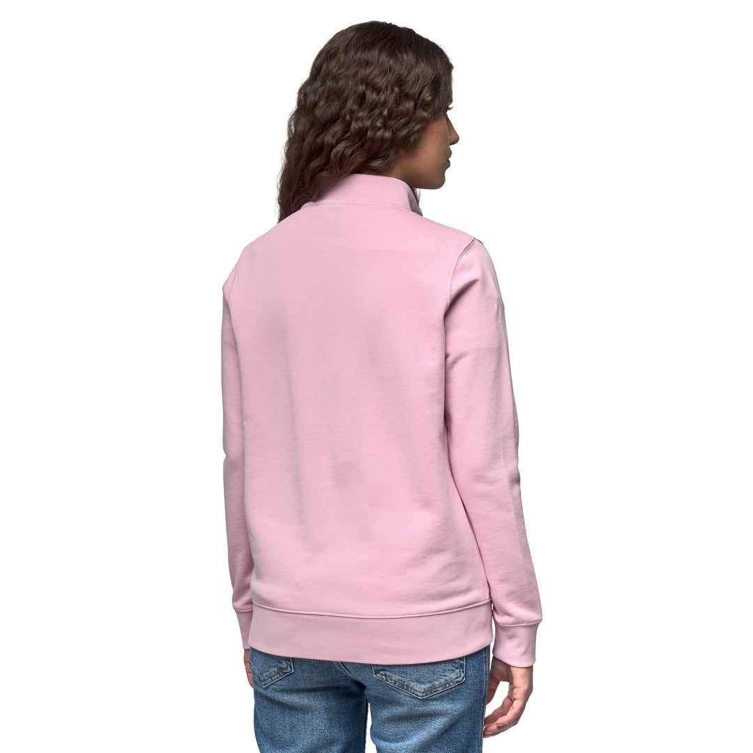 Sweat-shirt rose pour femme, coupe classique, en molleton de coton français main