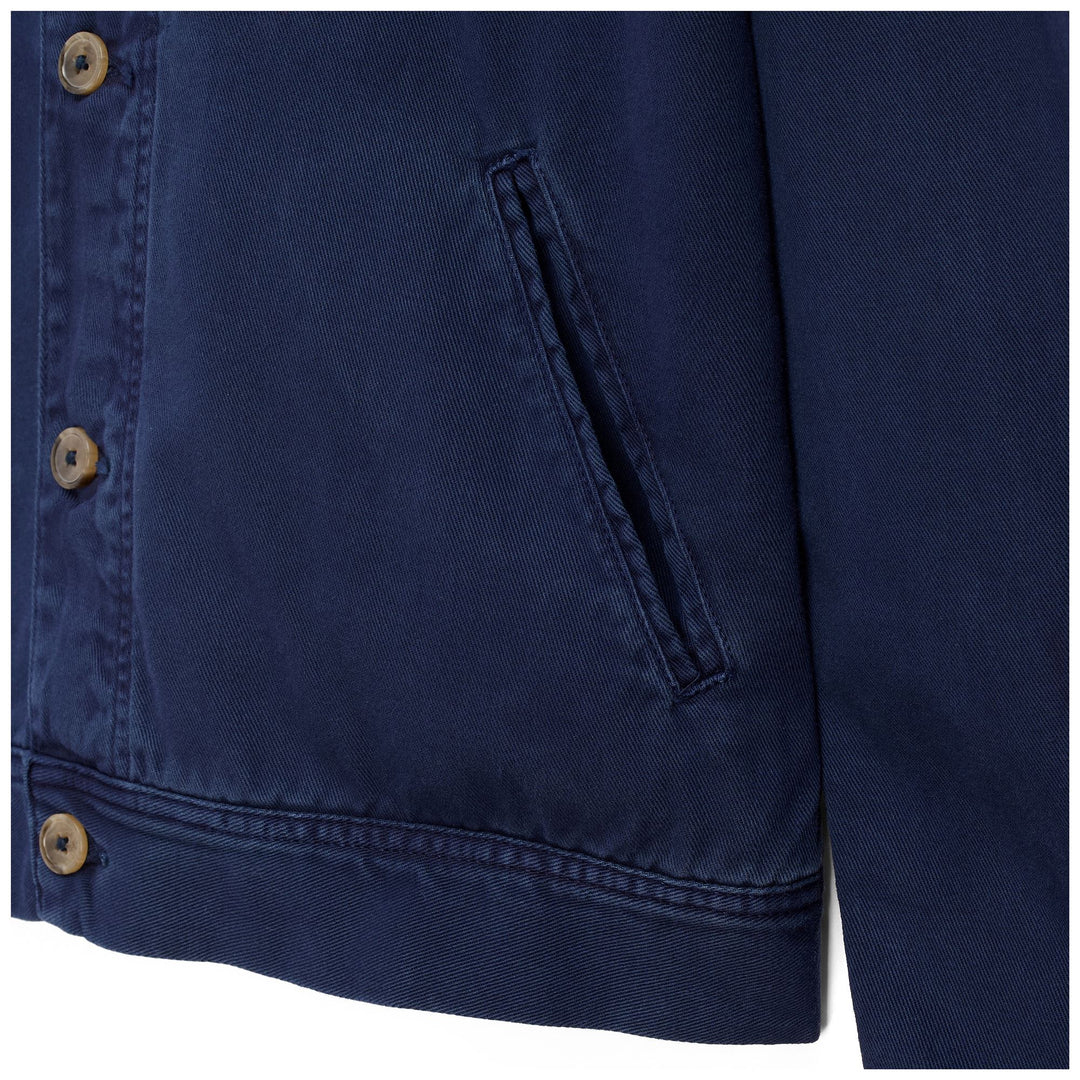 Veste en coton bleu pour homme, coupe classique décontractée main