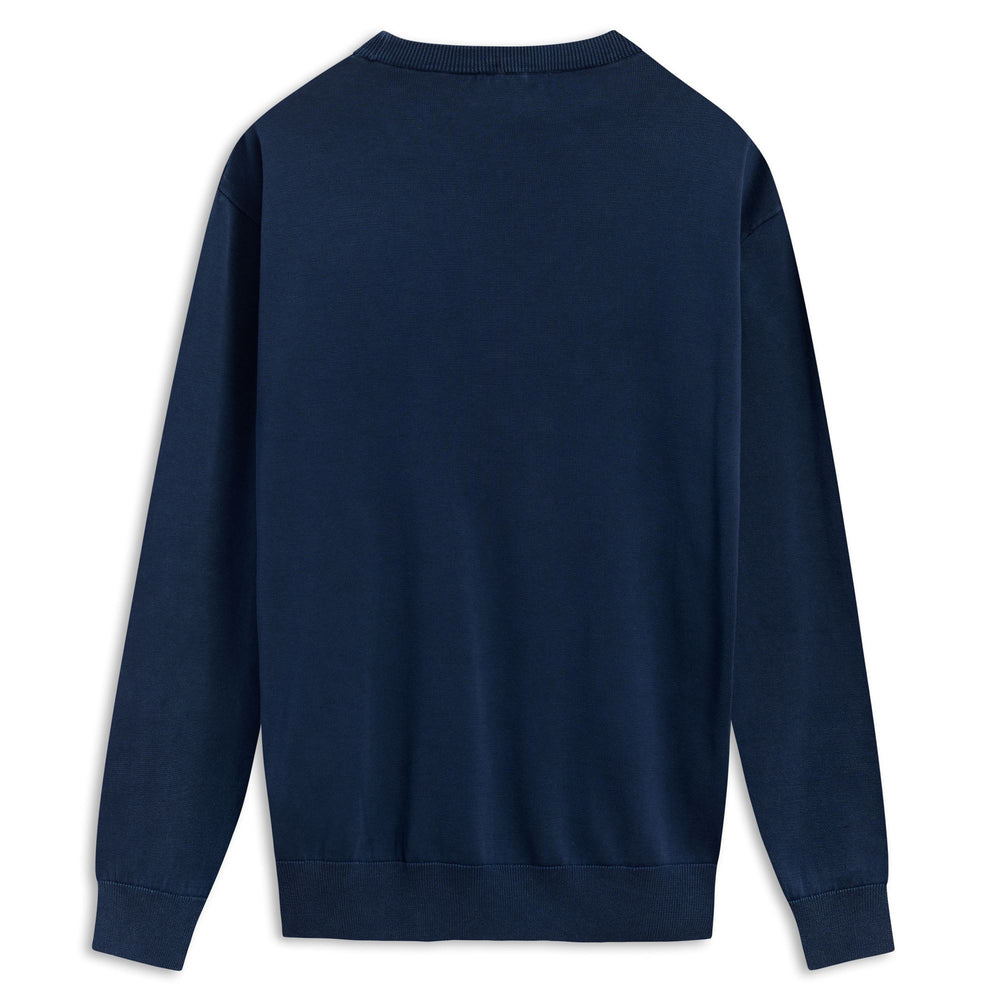Pull en coton bleu pour homme, coupe ajustée, décontracté 02