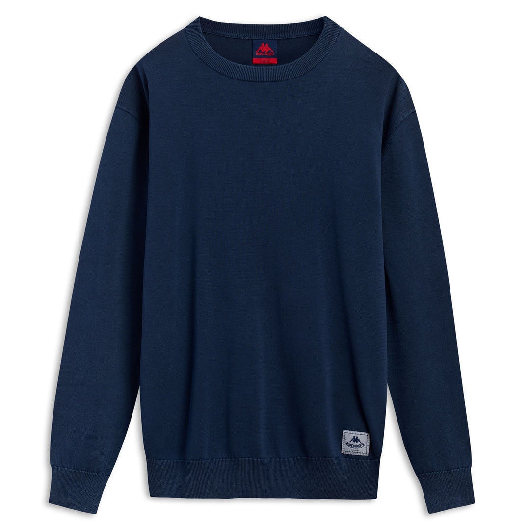 Pull en coton bleu pour homme, coupe ajustée, décontracté 01