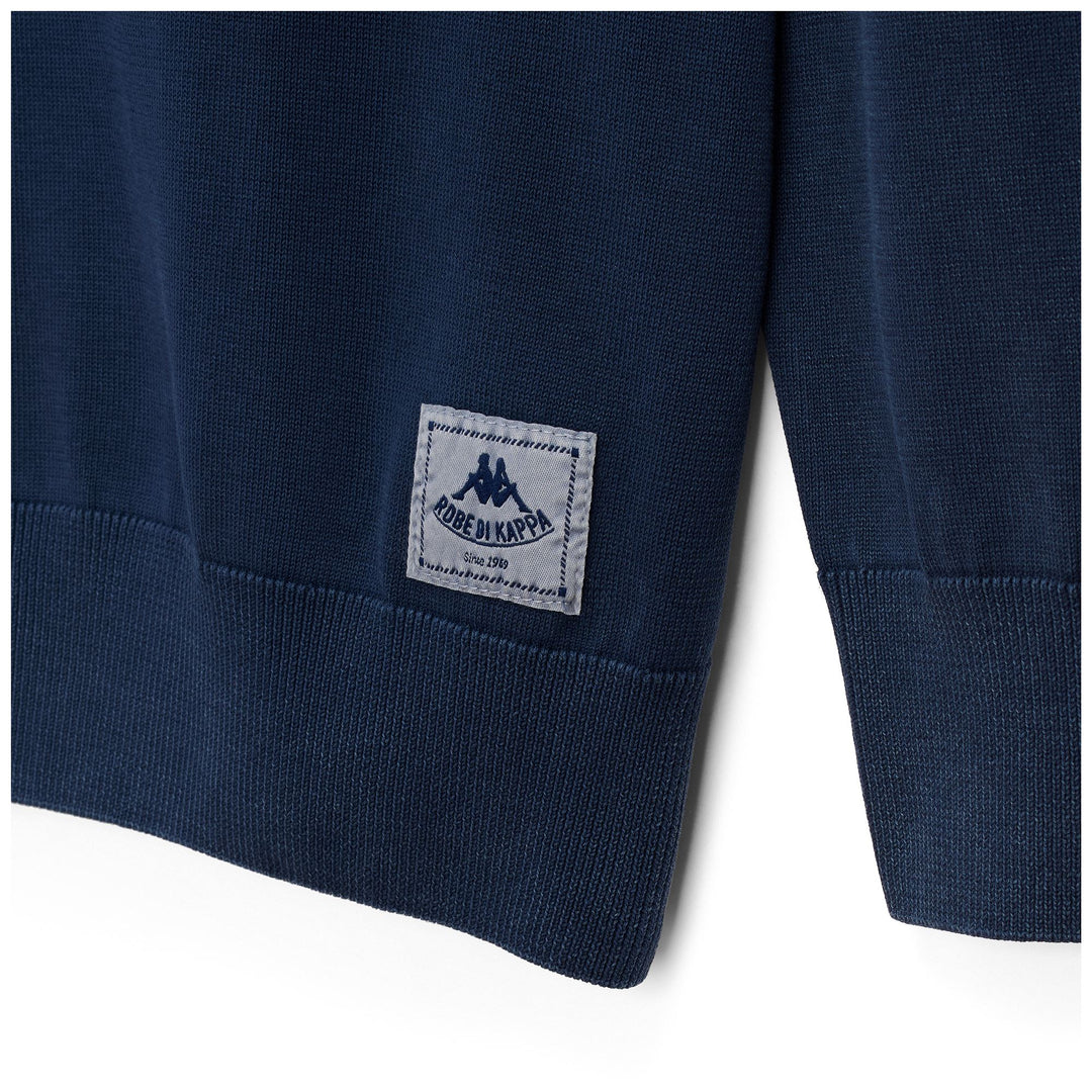 Pull en coton bleu pour homme, coupe ajustée, décontracté main