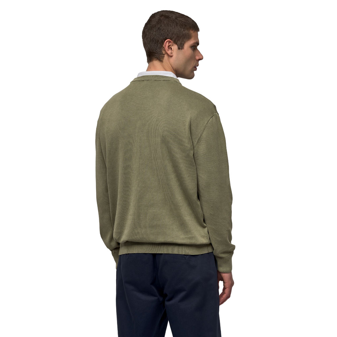 Suéter casual de algodón verde ajustado para hombre main