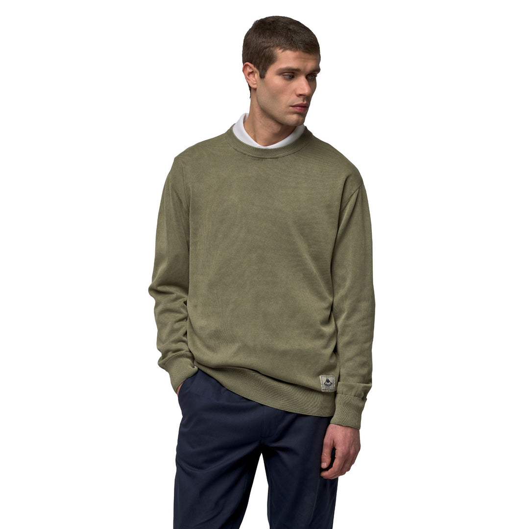 Pull en coton décontracté pour homme, coupe ajustée, vert 01