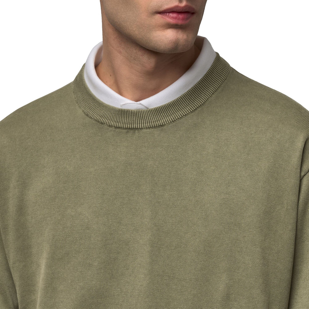 Pull en coton décontracté pour homme, coupe ajustée, vert main