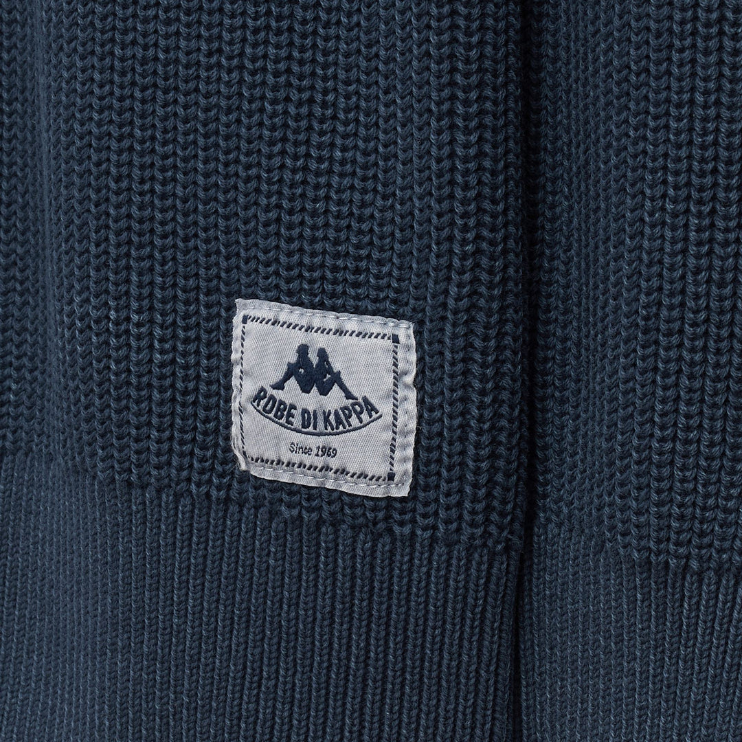 Pull en coton bleu pour homme, coupe ajustée, décontracté main