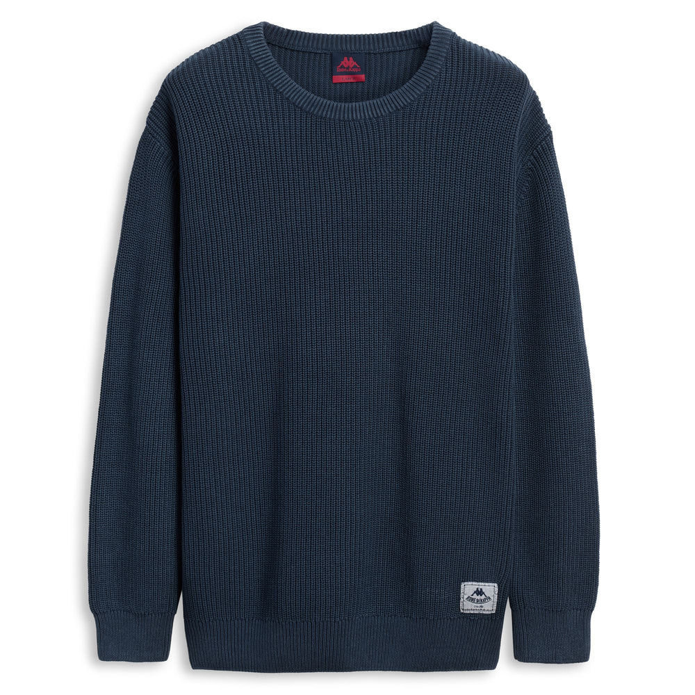 Pull en coton bleu pour homme, coupe ajustée, décontracté 02
