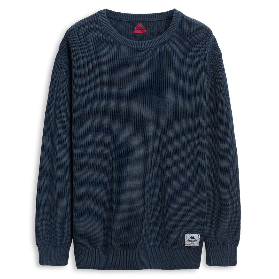 Pull en coton bleu pour homme, coupe ajustée, décontracté main