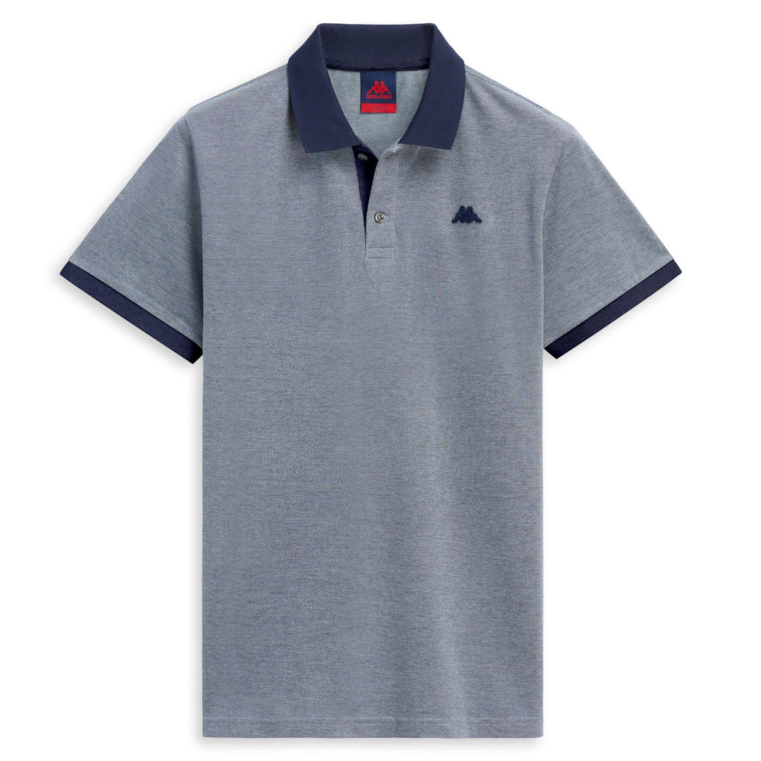 Polo en coton Oxford bleu pour homme, coupe ajustée et décontractée 01