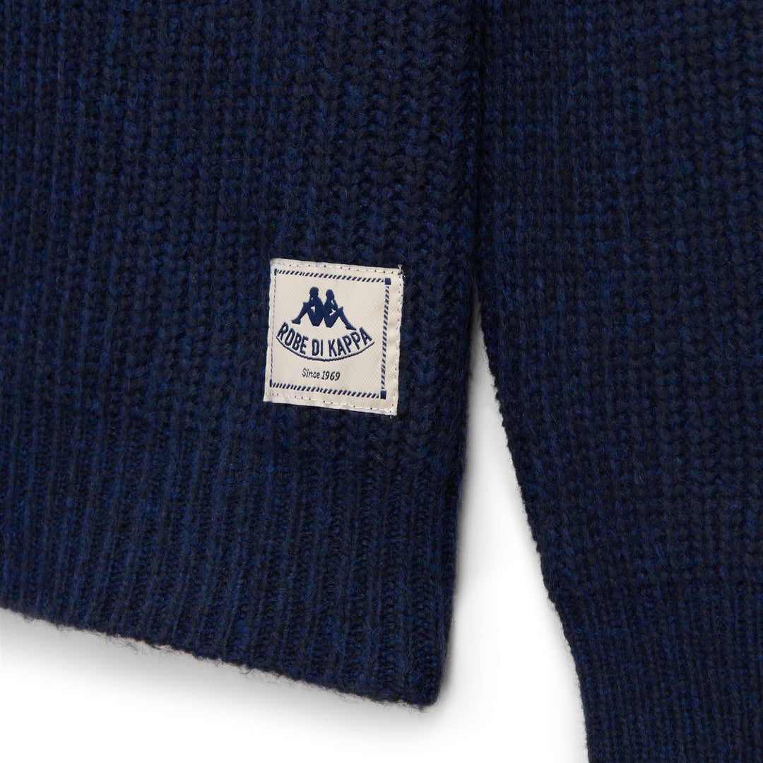 Pull bleu pour homme, coupe classique, col rond, en laine mélangée main