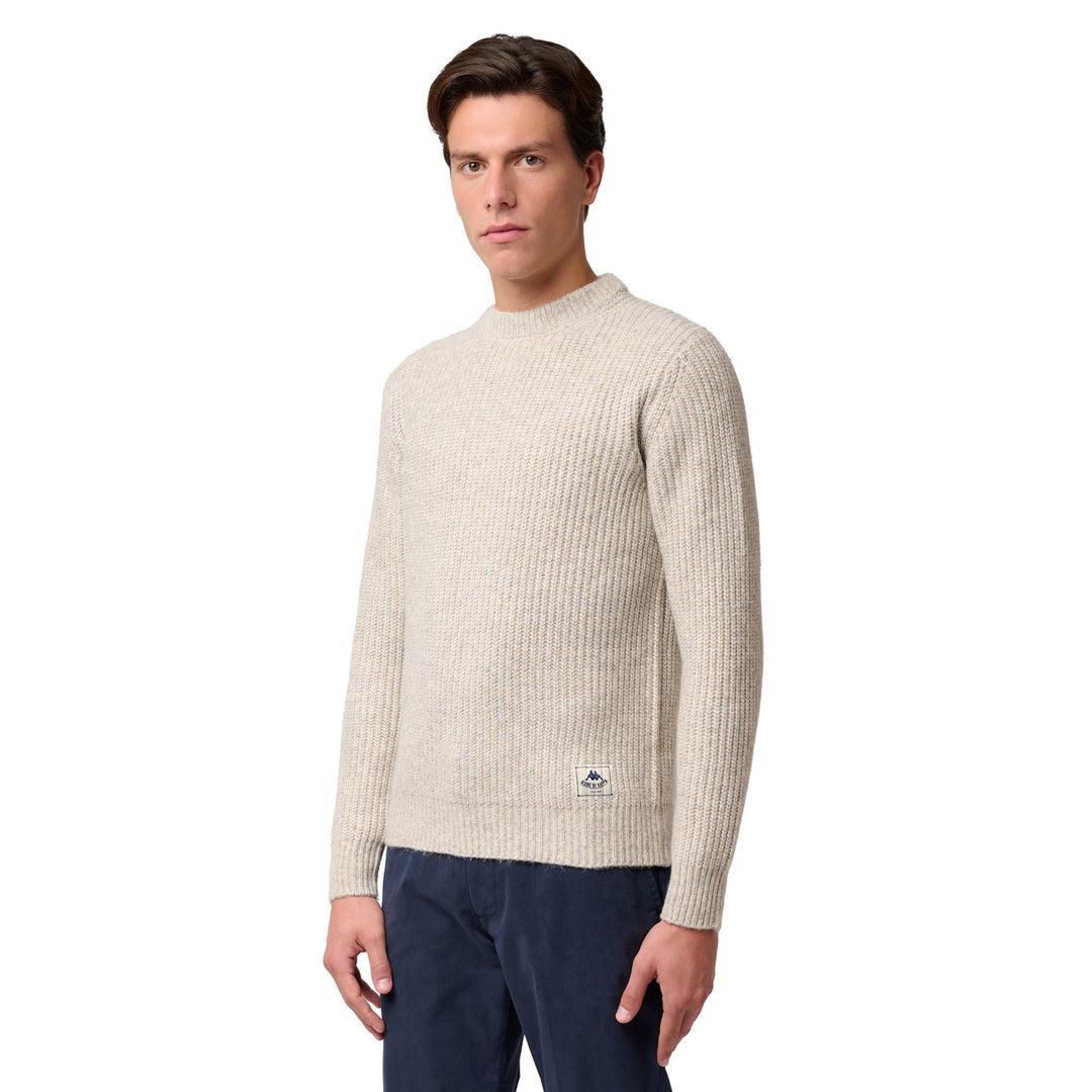 Beige Men's Wool Blend Crew Neck Jumper 01
