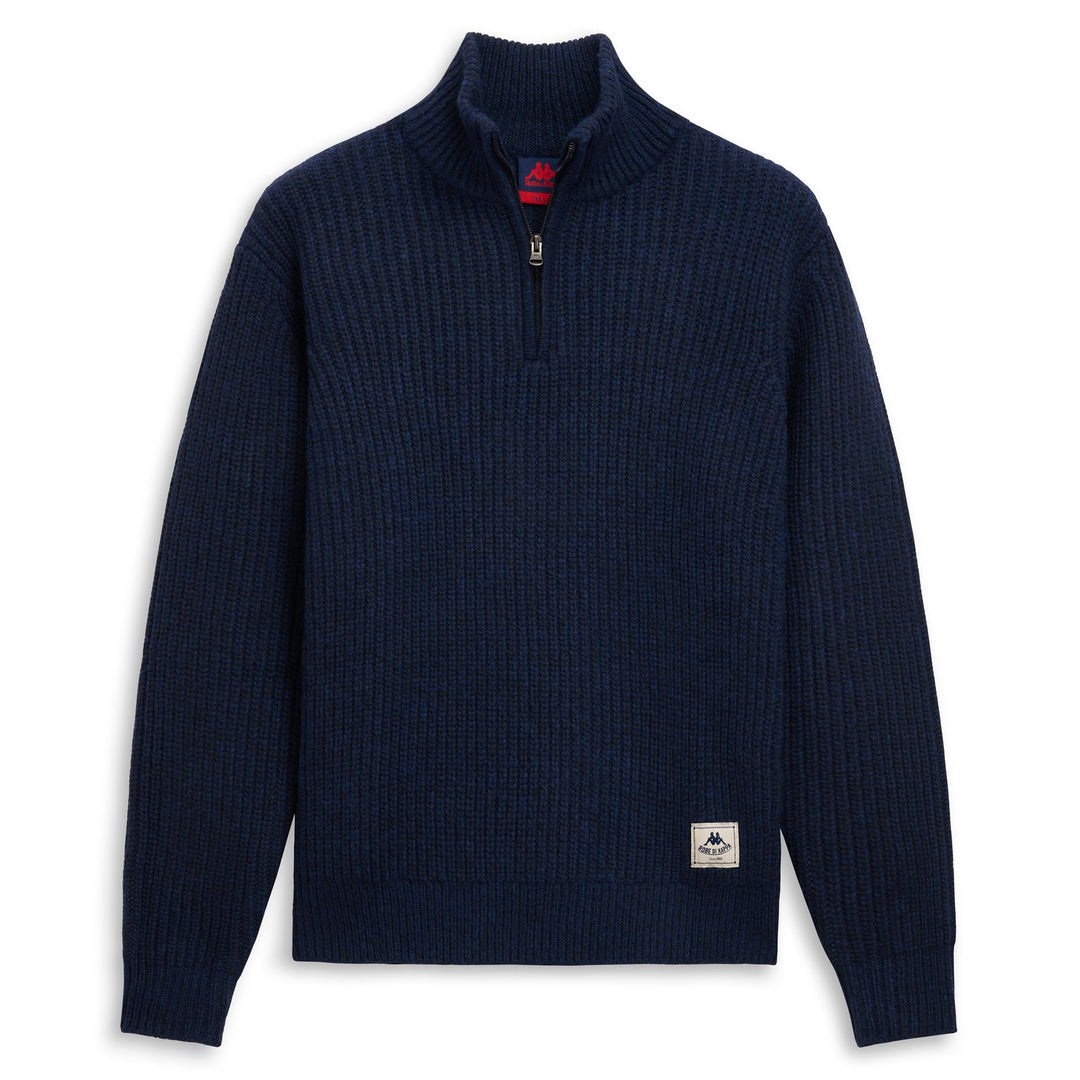 Blue Men's Knitwear Polo Pullover with Half Zip 01