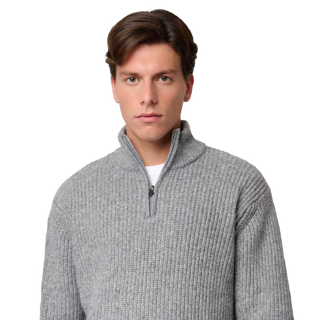 Polo de punto gris para hombre con cierre de cremallera main