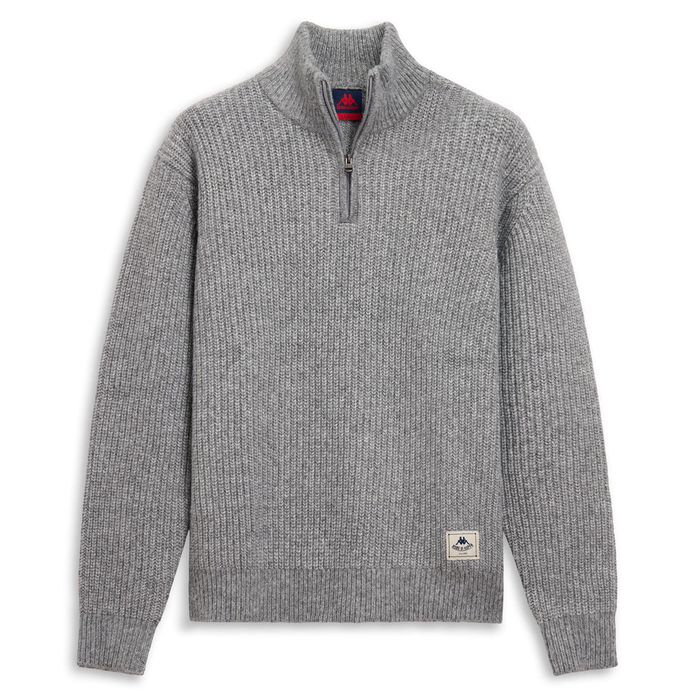 Grey Men's Knitwear Polo Pullover with Zip Closure 02