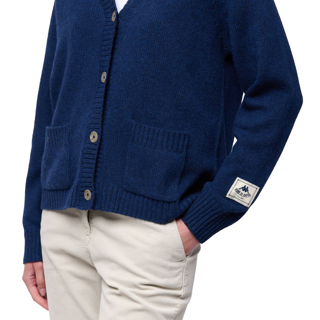 Cárdigan de mezcla de lana de corte cómodo para mujer en azul main