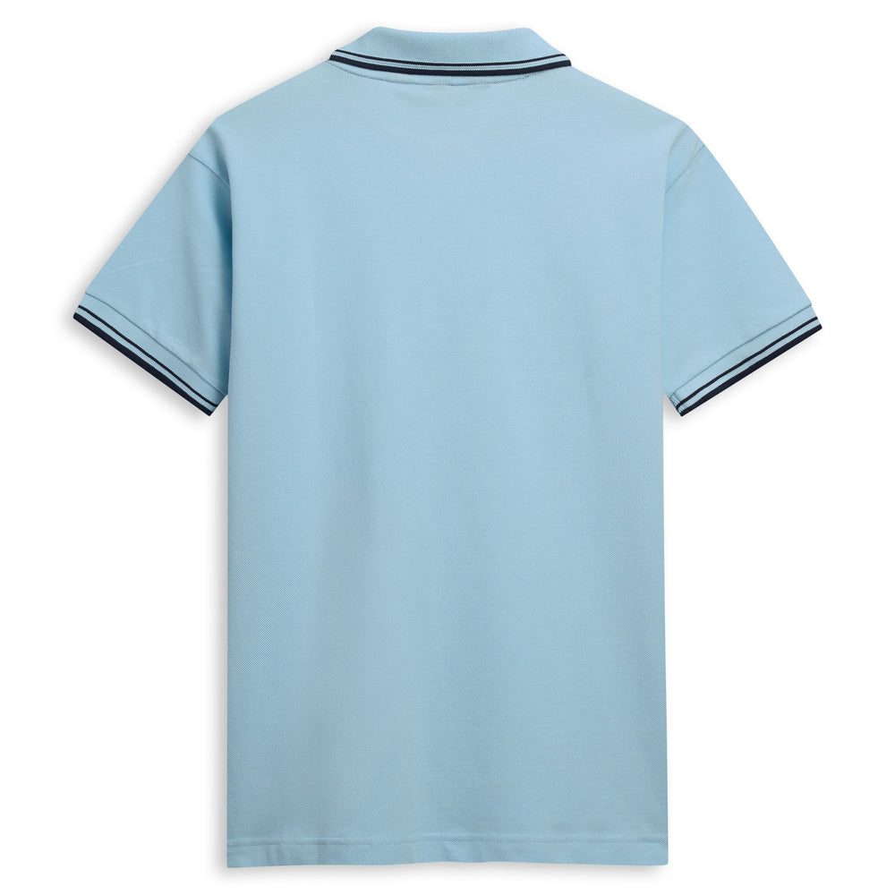Polo de algodón de corte clásico azul para hombre 02