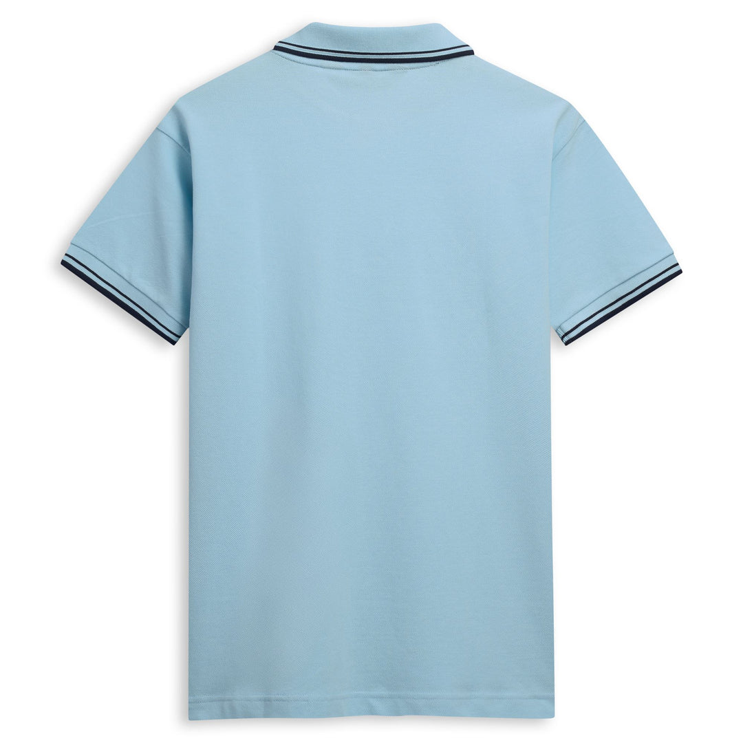 Polo bleu en coton coupe classique pour homme main