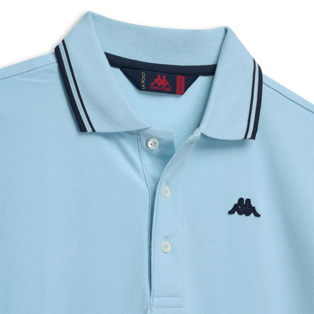 Polo bleu en coton coupe classique pour homme main