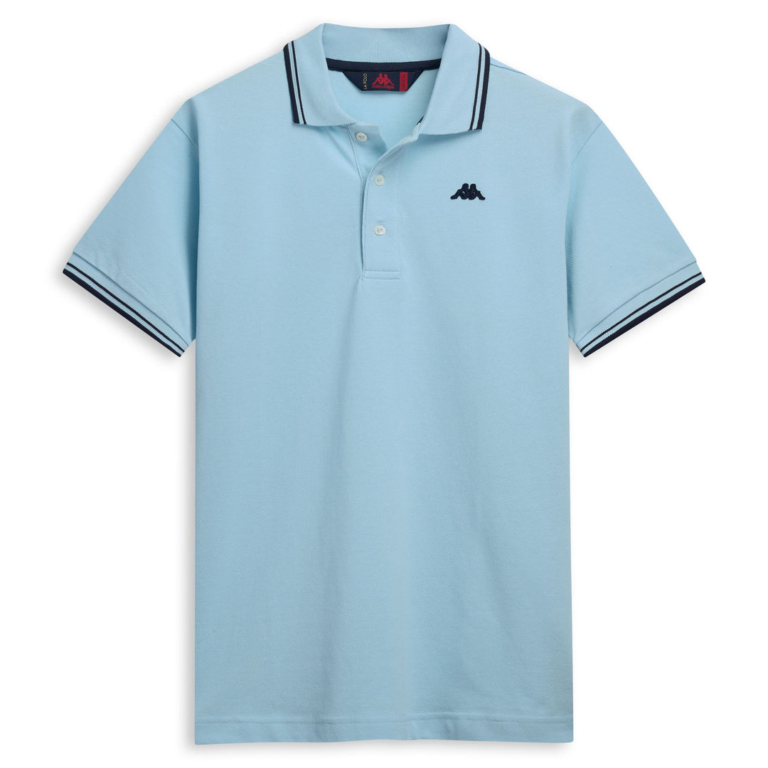 Polo bleu en coton coupe classique pour homme 01
