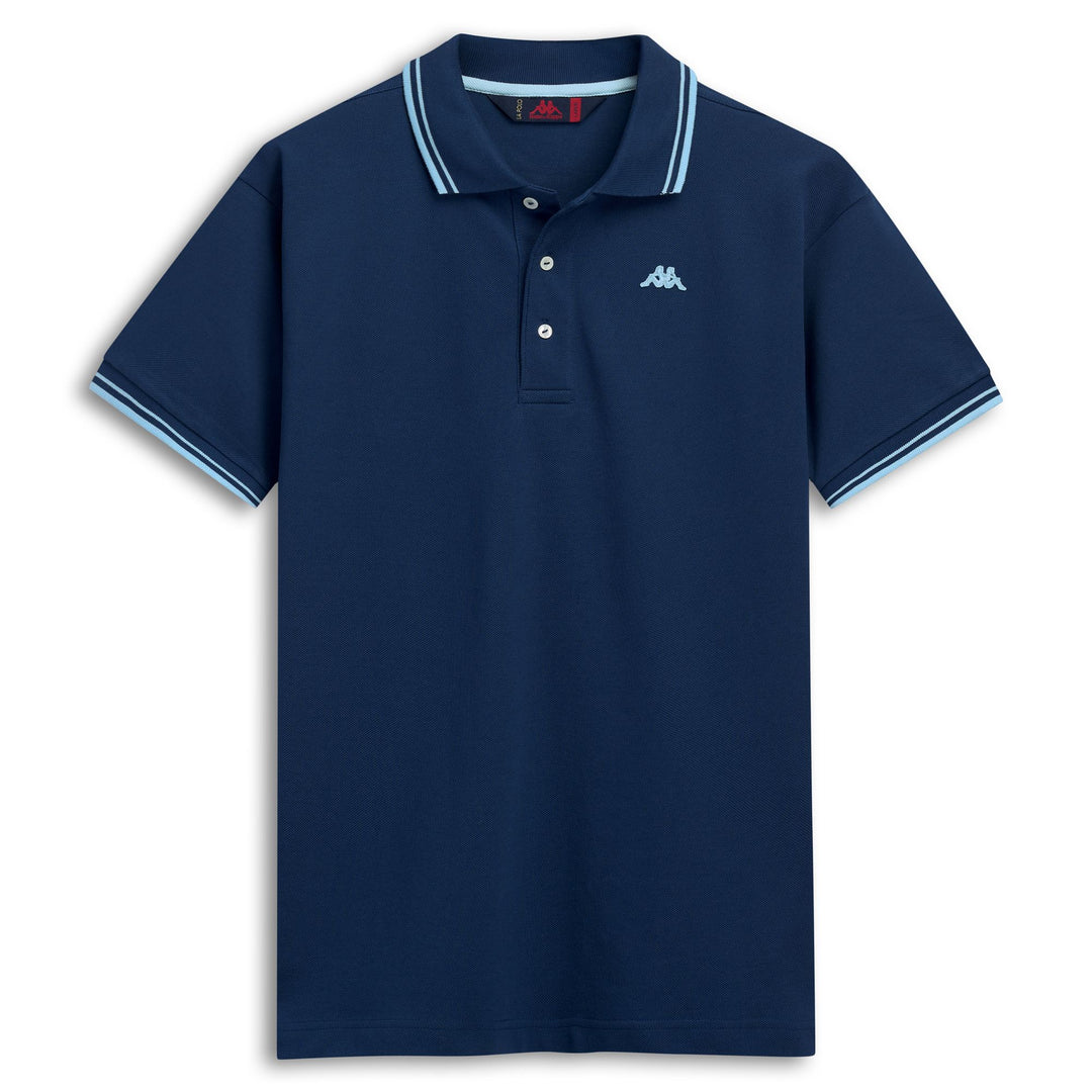 Polo de algodón de corte clásico azul para hombre 01