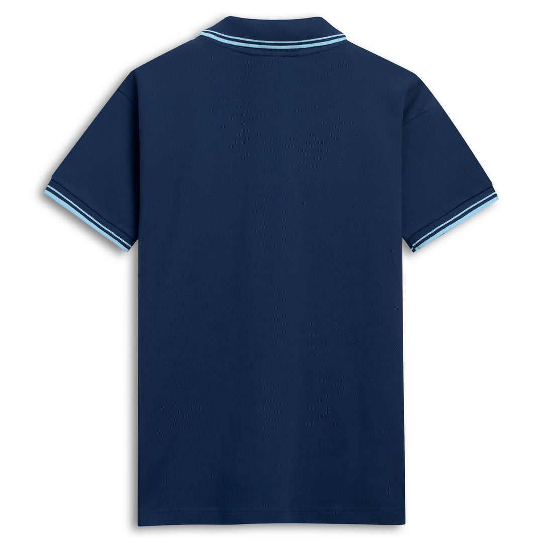 Polo bleu en coton coupe classique pour homme main